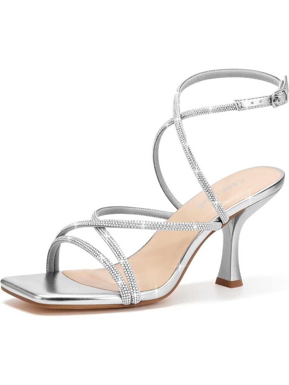Chic Square Toe Strappy Lace-Up Heeled Sandals with Ankle Buckle - Kitten Heel